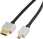 Kabel Reekin HDMI - micro-HDMI Full HD Ultra Slim Micro 1 m Silver/Black (HDMI-011-1M) - obraz 1