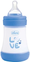 Бутылочка для кормления пластиковая Chicco Perfect 5 Love с силиконовой соской 0м+ 150 мл Голубая (20211.21.40)