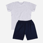 Дитячий комплект (футболка + шорти) для хлопчика Tup Tup SP200CH-3100 128 см Білий/Темно-синій (5907744052041) - зображення 1