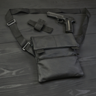 Тактическая кожаная сумка с кобурой, мессенджер-слинг, через плечо, черный - изображение 4