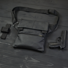 Тактична шкіряна сумка з кобурою, месенджер-слінг, через плече, чорний - зображення 9