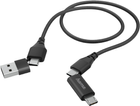 Kabel Hama 4w1 USB Type-C - micro-USB - USB Type-A M/M 1 m Black (4047443487179) - obraz 1