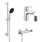 Набор смесителей Grohe Quickfix термостат для душа с душевым гарнитуром Precision Flow THM и смеситель для раковины StartEdge S-Size UA202503TE