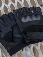 Тактичні перчатки, рукавички армійські без пальців (чорні) ON-012 - зображення 8