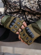 Тактичні перчатки, рукавички армійські без пальців (олива) ON-013 - зображення 1