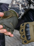 Тактичні перчатки, рукавички армійські без пальців (олива) ON-013 - зображення 7
