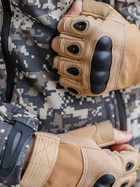 Тактичні перчатки, рукавички армійські без пальців (койот) ON-011 - изображение 6