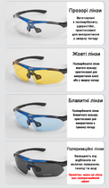 Защитные очки тактические с поляризацией blue 5 линз One siz+ - изображение 3