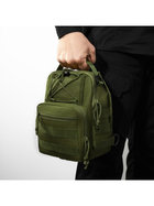 Універсальна тактична багатофункціональна сумка через плече чоловіча сумка - рюкзак слінг. Колір: хакі - зображення 6