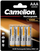 Akumulator Camelion Ni-MH HR03 AAA 1000 mA BP4 4 szt. (17010403) - obraz 1