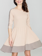 Sukienka trapezowa damska mini Lenitif K057 S Beżowa (5902194304993) - obraz 1
