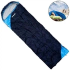 Спальный мешок одеяло с капюшоном Ranger Germes Black-Blue. 220x75см. -5/+10C°. Кемпинговый спальник Рейнджер RA_6629.