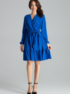 Sukienka kopertowa midi jesienna damska Lenitif L053 S Niebieska (5902194372374) - obraz 1