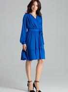 Sukienka kopertowa midi jesienna damska Lenitif L053 S Niebieska (5902194372374) - obraz 4
