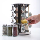 Карусель для специй SpiceKit 16 стеклянных баночек, металлическая подставка органайзер для приправ, с вращением на 360°