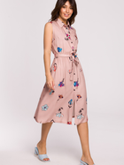 Sukienka koszulowa midi letnia damska BeWear B230 S Różowa (5903887656740) - obraz 1