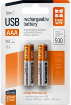 Аккумуляторная батарея ColorWay AAA USB-С 590 мАЧ 1.5В (Li-Polymer) (2pc.) (CW-UBAAA-09)