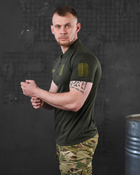 Тактическая мужская футболка поло под шеврон 50р. L 053/7 Олива - изображение 3