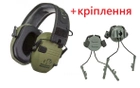 Комплект Активні стрілецькі тактичні навушники для стрільби Walker's Razor Patriot Green+ кріплення на шолом - зображення 1