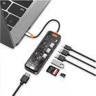 Type-C Хаб - перехідник WiWU Cyber CB008 для Макбука 8 в 1 (USB, Картридер, HDMI, LAN RJ45) - Прозорий
