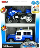 Zestaw samochodów policyjnych Dromader Samochód terenowy + Motocykl (6900312828412) - obraz 1