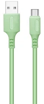 Кабель USB-Type-C 1м ColorWay, 2.4А, soft silicone, зелений (CW-CBUC042-GR)