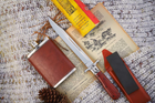 Нож складной Финка Кортик с удлиненным лезвием в кожаном чехле - изображение 9