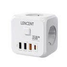Мережевий фільтр трійник LENCENT PA037EU-PD 4000W 16A 7 в 1 3 USB + TYPE-C розгалужувач із швидкою зарядкою