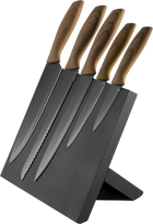 Zestaw noży Platinet drewniana rękojeść z czarną tablicą magnetyczną 5 szt (PBKSBB5W) - obraz 1