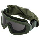 Очки защитные маска со сменными линзами и чехлом SPOSUNE JY-026-1 оправа оливковая цвет линз серый - изображение 5