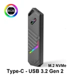 Внешний карман для M.2 SSD NVMe PCIe Type-C USB 3.2 Gen 2 (10 Гбит/сек) металлический корпус RGB подсветка