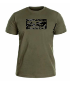 Хлопковая футболка прямого кроя с принтом Автомат олива 54 - изображение 1