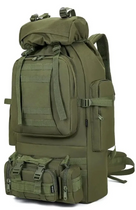 Водонепроницаемый туристический рюкзак 80л с креплением MOLLE материал Oxford 1200D 80х39х22см Tacal-A4 Khaki - изображение 1