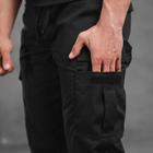 Чоловічі щільні Штани з накладними кишенями / Еластичні Брюки ріп-стоп чорні розмір 2XL - зображення 6