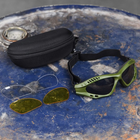 Защитные Очки с 3-мя сменными линзами и чехлом в комплекте олива размер универсальный - изображение 6