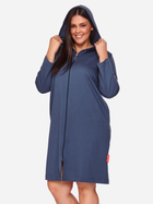 Халат жіночий бавовняний з капюшоном Doctor Nap Smz.9708 XL Темно-синій (5902701148805) - зображення 3