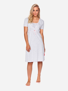 Нічна сорочка жіноча бавовняна Doctor Nap TCB.9393 S Світло-сіра (5902701114688) - зображення 4