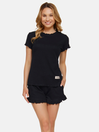 Піжама (футболка + шорти) жіноча бавовняна Doctor Nap PM.4315 L Чорна (5902701188474) - зображення 4