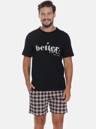 Piżama (T-shirt + szorty) męska Doctor Nap PMB.5342 XL Czarna (5902701191641) - obraz 4