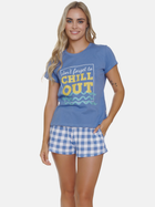 Піжама (футболка + шорти) жіноча бавовняна Doctor Nap PM.5344 L Синя (5902701191726) - зображення 4