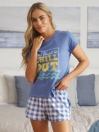 Піжама (футболка + шорти) жіноча бавовняна Doctor Nap PM.5344 L Синя (5902701191726) - зображення 6
