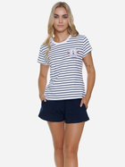 Піжама (футболка + шорти) жіноча бавовняна Doctor Nap PM.5350 S Білий/Темно-синій (5902701192020) - зображення 3
