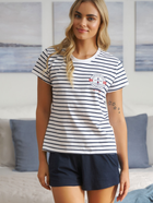 Піжама (футболка + шорти) жіноча бавовняна Doctor Nap PM.5350 S Білий/Темно-синій (5902701192020) - зображення 5