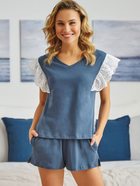 Піжама (футболка + шорти) жіноча бавовняна Doctor Nap PM.5362 S Темно-синя (5902701193058) - зображення 5
