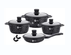 Набор кастрюль Higher Kitche НК 324 с антипригарным гранитным покрытием и сковородой 10 предметов Черный