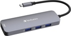 USB-hub Verbatim CMH-08 USB Type-C do 2 x HDMI/USB Type-A 8-portowy Grey (VB32151) - obraz 3