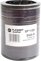 Dyski Platinet DVD-R 4.7GB 16X FF White Inkjet Printable Glossy Spindle Pack 100 szt (PMDPG16-) - obraz 1