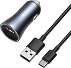Зарядний пристрій в автомобіль Baseus 40W 1USB/1Type-C/PD/QC/3A із кабелем USB For Type-C 5A 1м Dark Gray (TZCCJD-0G)