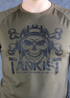 Футболка літня "Tankist" з коротким рукавом олива Coolpass (розмір M) з написом "Сталевий молот" і череп в шоломі - зображення 3
