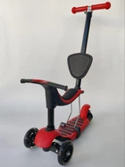 Самокат беговел детский трехколесный Scooter Horned 0332 с родительской ручкой Red-Black